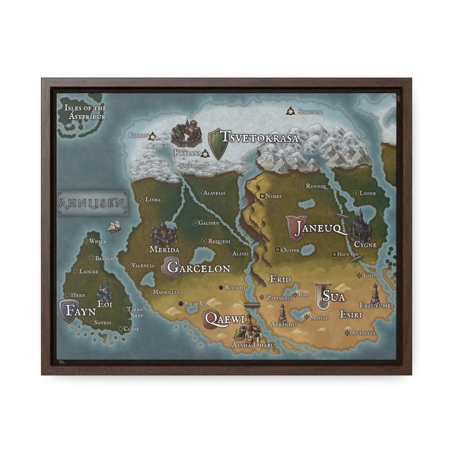 Map of Ahnlisen - Gallery Canvas Wrap with Frame