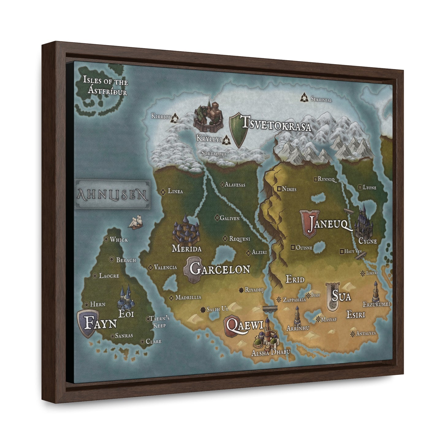 Map of Ahnlisen - Gallery Canvas Wrap with Frame