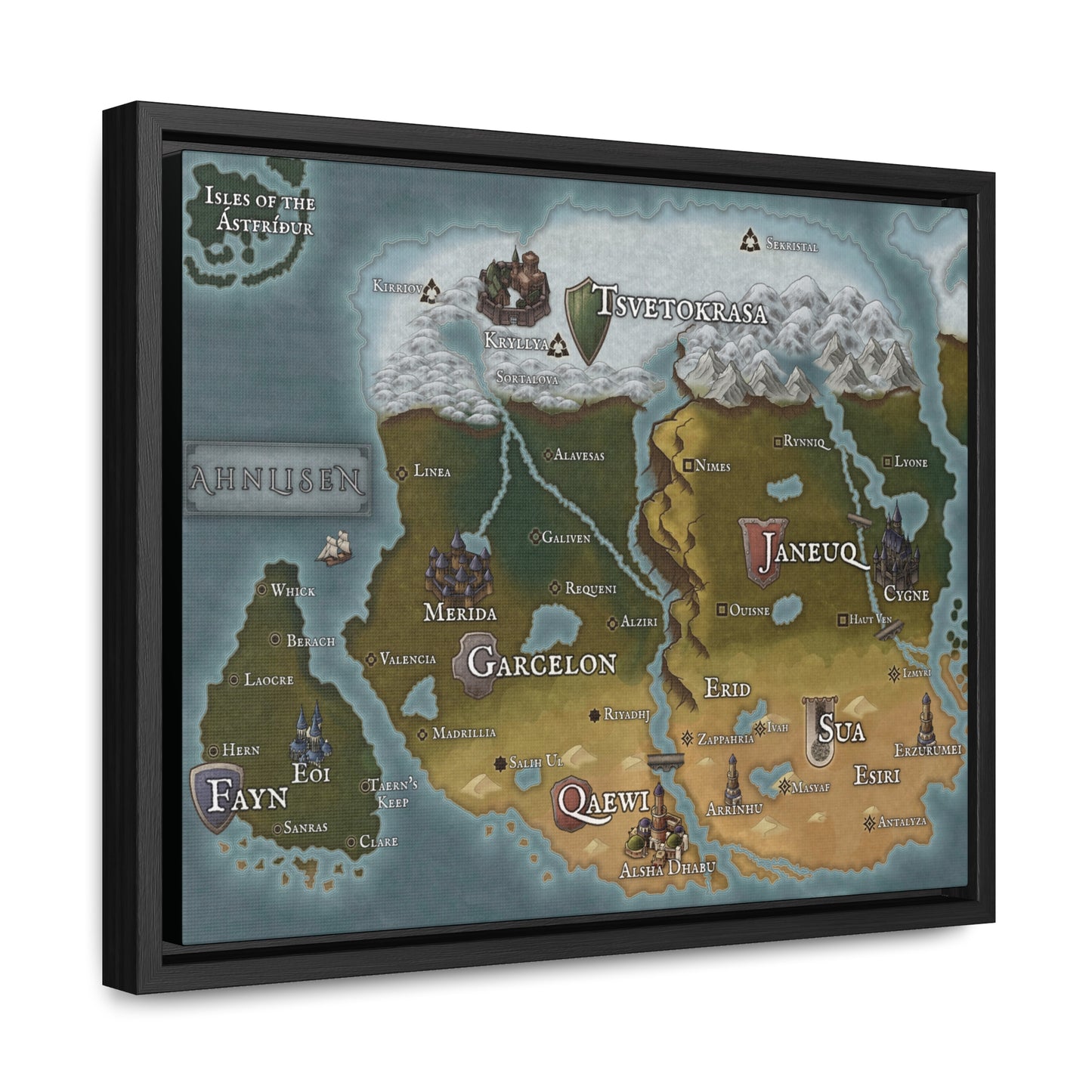 Map of Ahnlisen - Gallery Canvas Wrap with Frame